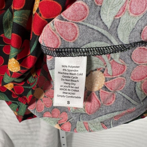 LuLaRoe RANDY Daisy Poppy Flowers Black Gray Hippie Raglan Tee Shirt SMALL S - Picture 3 of 6